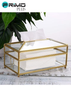 Buy Creative Designed Elegant Tissue Paper Holder Box Clear/Gold in Saudi Arabia