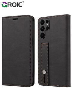 Buy For Samsung Galaxy S23 Ultra Case,Luxury Leather Wallet Cover, Leather Wallet Case Classic Design with Card Slot and Magnetic Flip Flip Folding Case for Galaxy S23 Ultra Phone Shell 6.8'' in UAE