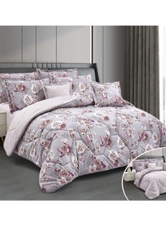 Buy Hours comforter set with soft silky fabric two sides floral print 4 pieces single size in Saudi Arabia