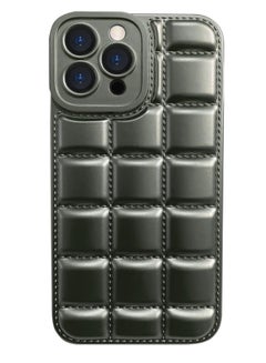 اشتري Luxury Plating Chocolate Block Pattern Case For Iphone 14 Pro, Shockproof Phone Back Cover For iPhone 14 Pro - Grey في مصر