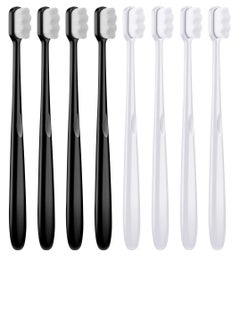 Buy Soft Toothbrush Micro Nano Extra Soft Bristles Manual Soft Toothbrush with 20000 Bristles for Teeth Oral Gum Recession Adults Kids Child 8 Pieces Black White in Saudi Arabia