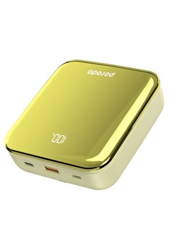 Buy Compact Power Bank 20000mAh with Out Cable USB-A Type-C and Lightning - Gold in UAE