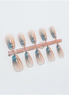 Buy 10 Pcs Colourful Dopamine Cat Eye Nail Art False Nails Short T Manicure Fake Nails Press on Nails with Wearing Tools, Size:XS/S/M（Sea Blue）Random Packaging in UAE