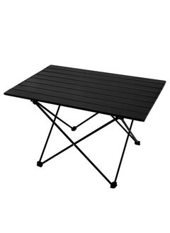 Buy Portable Camping Table with Aluminum Table Top, Folding Beach Table Easy to Carry, Prefect for Outdoor, Picnic, BBQ, Cooking, Beach, Home Use (Black) in UAE