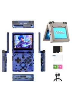 اشتري Retro Flip Handheld Game Console, 3.5-inch IPS Screen, Linux H700 Video Game Player, Support Streaming WIFI Bluetooth (Transparent Blue, 64G) في السعودية