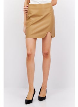 Buy Women Plain Mini Skirts, Brown in UAE