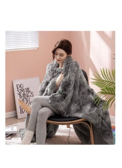 اشتري Luxury Faux Fur Throw Blankets Winter Beds sofa Blanket Double Layer Fluffy Soft Warm Home Decor Imitated Faux Fur Mink Blanket grey في الامارات