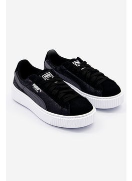 Buy Women Suede Platform Safari Casual Shoes, Black in Saudi Arabia