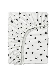 Buy Fitted Sheet Star Pattern White 90X200 Cm in Saudi Arabia