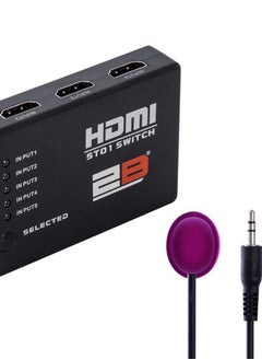 اشتري توبى سويتش HDMI من 5 منافذ الي منفذ مع ريموت - أسود في مصر