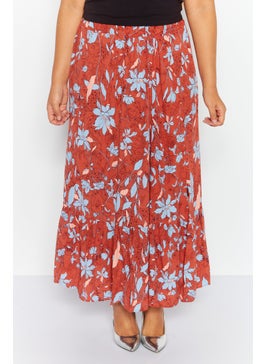 Buy Women Floral Print Maxi Skirt, Rust Combo in UAE