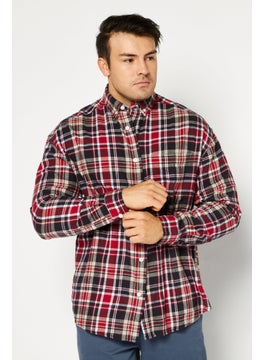 Buy Men Oversized Fit Checkered Long Sleeves Casual Shirt, Black/Red combo in UAE