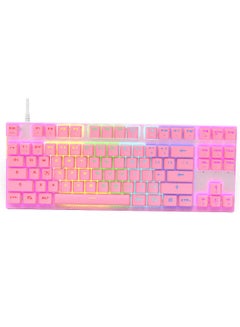 اشتري CK82 Mechanical Keyboard 87 Keys RGB Gaming Keyboard with OUTMU Blue Switch Multimedia Keys N-key Rollover Pink في الامارات