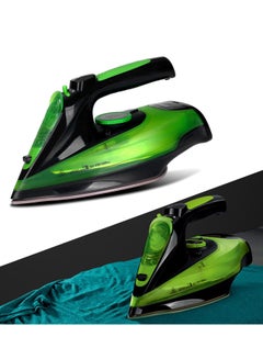 Buy Steam iron 2400W Portable Cordless Steam Iron for Clothes with Non-Stick Soleplate Travel Steam Iron Mini Wireless with Control System Suitable for All Kind of Garments Garment Steamer  (Green) in UAE