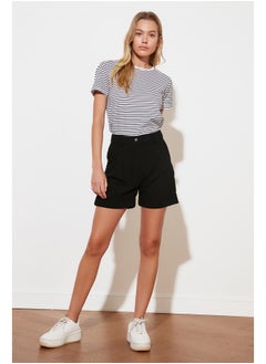 Buy Black Turn-Up Woven Shorts TWOSS21SR0146 in Egypt