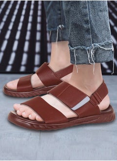 Buy Men Sandals Genuine Leather Soft Sole Anti slip Men's Beach Shoes Two Wear Slippers in UAE