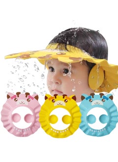 Buy 3 Pieces Adjustable Baby Shower Caps, Infant Bathing Protection Visor, Safe Shampoo Shower Hat with Ear Protection for Toddler, Kids Hair Washing Aids in UAE