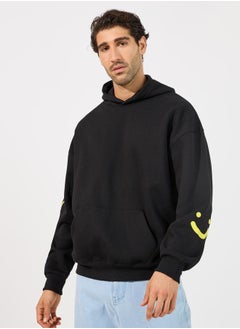 Buy Minimal Emoji Print Oversized Heavy Hoodie in Saudi Arabia