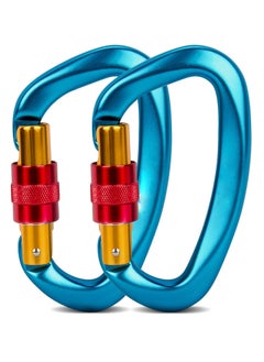 Buy UIAA Certified Climbing Carabiner Clips - 2 Pack of 25KN (5623lbs) Screwgate Locking Carabiners - Heavy-Duty D Rings for Rock Climbing and Mountaineering in UAE