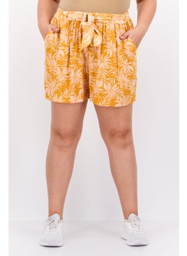 Buy Women Plus Size Floral Print Short, Mustard/Pink in UAE