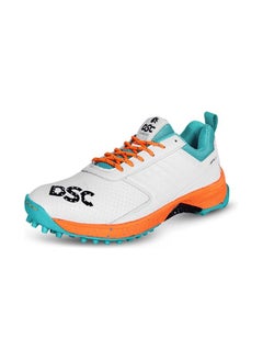 اشتري Jaffa 22 Cricket Shoes | Color: White/Orange | Size: 9UK/10US/43EU | For Mens & Boys | Material: Mesh | Breathable Mesh | Non-Slip Sole for Improved Durability for Stability في الامارات