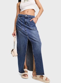 Buy Pocket Detail Front Slit Skirt in Saudi Arabia