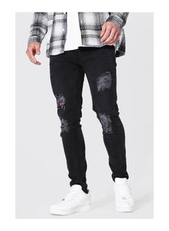 Buy Skinny Stretch Jeans With Multi Rips in Saudi Arabia