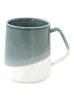 Buy Easy to Clean Porcelain Glazed Cylindrical Coffee Mug Green and White 380 ml R2863DGRE in Saudi Arabia