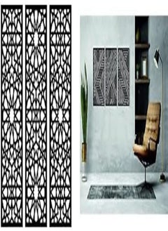 اشتري Bundle Home gallery arabesque wooden wall art 3 panels 80x80 cm + Mid century geometric wood wall art, set of 3 modern panel 80x50 في مصر