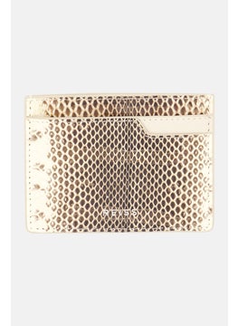 Buy Women Snakeskin Leather Wallet 7,5 H x 10 L cm, Beige/Brown in UAE