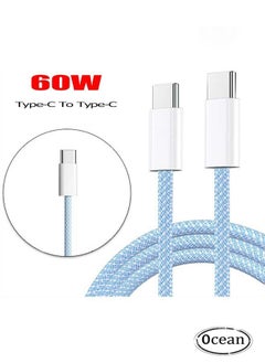 اشتري iPhone Charger Cord, 60W USB C with 2M Woven Charging Cable For iPhone 15 Glacier Blue في السعودية