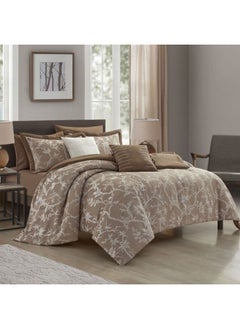 Buy Allure Grace 7 -Piece Super King Comforter Set 260X260 Cm Taupe in UAE