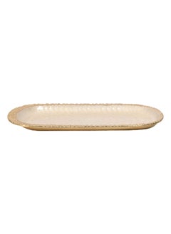 اشتري Rabiya Oval Tray, Gold - 39x24 cm في الامارات