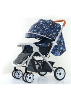Buy Foldable Sitting And Lying Four-Wheel Shock-Absorbing Baby Single Stroller-Blue in Saudi Arabia