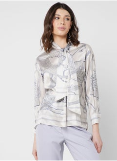 اشتري Front Tie Printed Blouse في الامارات