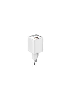 اشتري LDNIO A2318C High Quality EU Plug Fast Charger Dual Port (Type-C & USB) 20W PD+QC With Micro USB Charging Cable - White في مصر