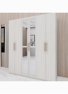 Buy Richmond 6-Door Wardrobe With 2 Mirrors 240 x 210 x 59 cm in Saudi Arabia