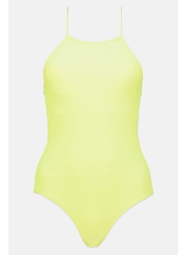 Buy Women Solid One Piece Swimwear, Lime Green in UAE