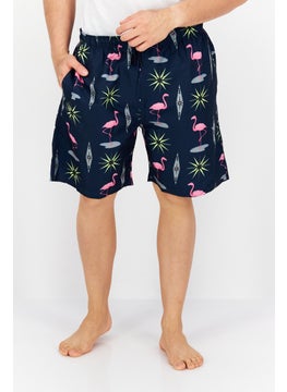 Buy Men Allover Print Drawstring Board Short, Navy Combo in UAE