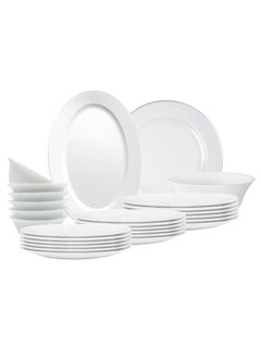 Buy Melrich 26 Pcs Opal ware Dinner Set Dishwasher safe, Microwave safe Freezer safe 6 Dinner plate 6 Dessert plate 6 Soup plate 6 Bowl 1 Serving Plate 1 Serving Bowl BPA free in UAE