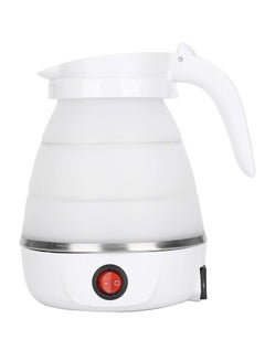 Buy Travel Portable Foldable Electric Kettle For Coffee Tea Fast Water Boiling 110V-220V 600ML Folding Boiler Silicone Household White in UAE
