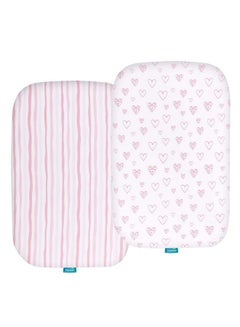 اشتري Bassinet Sheets Compatible With Angelbliss Baby Bassinet Koolerthings (3 In 1) Baby Bassinet Pamo Babe And Ihoming Bedside Bassinet 2 Pack 100% Jersey Cotton Breathable And Soft Pink Print في السعودية