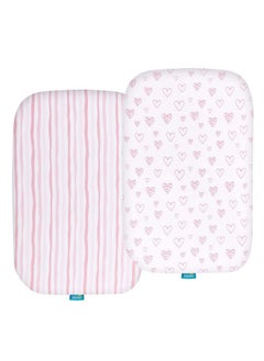 اشتري Bassinet Sheets Compatible With Angelbliss Baby Bassinet Koolerthings (3 In 1) Baby Bassinet Pamo Babe And Ihoming Bedside Bassinet 2 Pack 100% Jersey Cotton Breathable And Soft Pink Print في السعودية