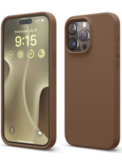 Buy Liquid Silicone for iPhone 15 Pro MAX Case Cover Full Body Protection, Shockproof, Slim, Anti-Scratch Soft Microfiber Lining - Brown in UAE