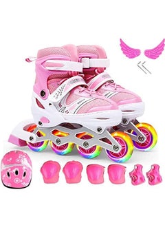 Buy Inline Skates, Girls Pink Adjustable Inline Skates with Light up Wheels, Beginner Roller Skates for Girls, Men and Ladies in Saudi Arabia