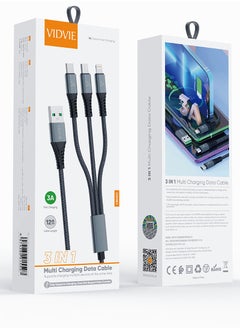 Buy Cabel CB4022, 3 in 1 USB-A 1.2m for iPhone, Samsung, Realm, Xiaomi, OPPO in Egypt