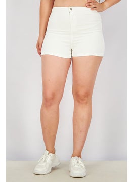 Buy Women Plain Denim Shorts, White in Saudi Arabia