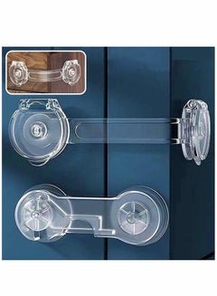اشتري 10 Pack Child Safety Locks, Baby Safety Lock Adjustable Child Safety Locks Transparent Child Safety Cupboard Door Lock, Non-Hole Child Lock (Long Handle + Short Handle) في السعودية