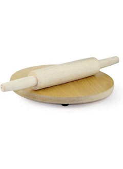 اشتري Al Madina Wooden Chakla belan with Rolling Pin 12" | Rigag Maker Roti Pizza Chapati Flatbread Tortilla في الامارات