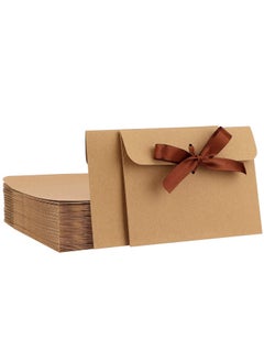 اشتري 50 Pack of Envelopes with Ribbon Kraft Paper Envelope Bags for Invitations, Wedding Parties, Thanksgiving Vintage Envelopes في الامارات